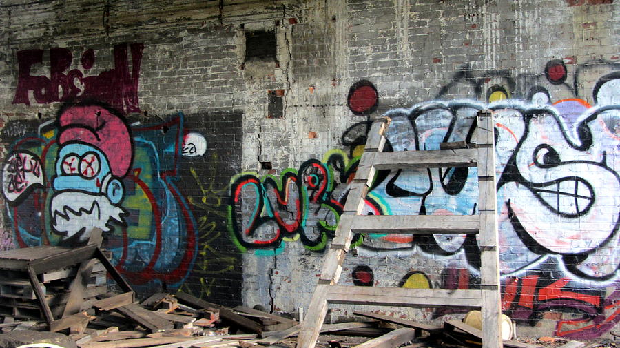 Warehouse Graffiti Smurf 1 Photograph by Anita Burgermeister
