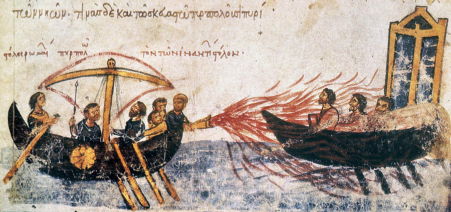 Warfare Greek Fire Painting by Granger