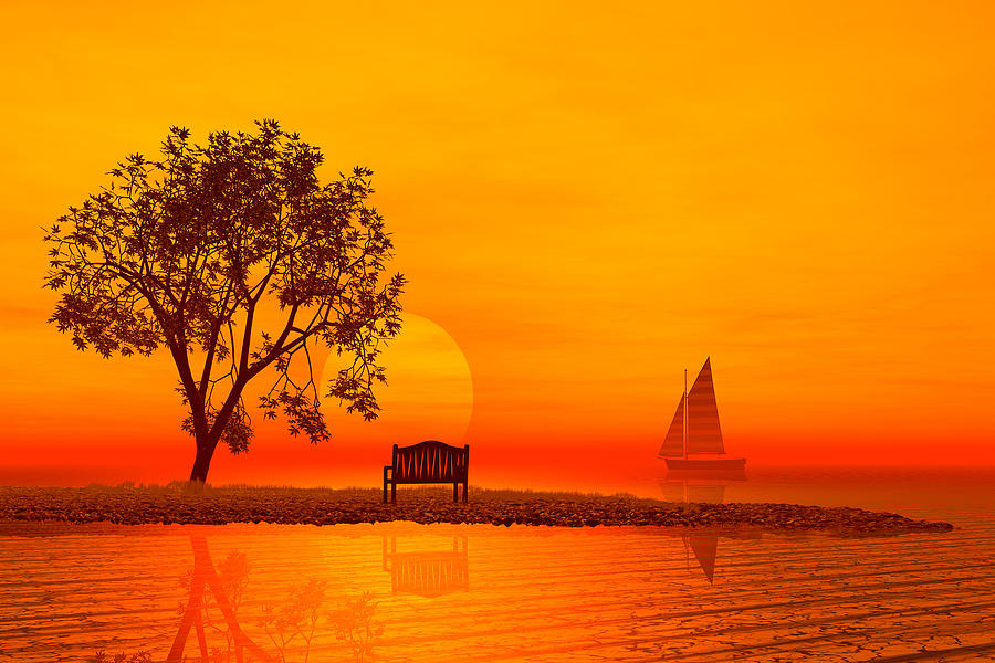 Warm Beach Sunset  Digital Art by John Junek