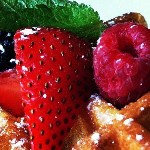 Warm Belgian Waffle With Fresh Berries Photograph by Chulhoon Moon
