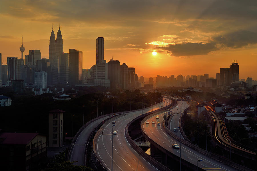 Warm Kuala Lumpur Skyline Photograph by Aaronlam