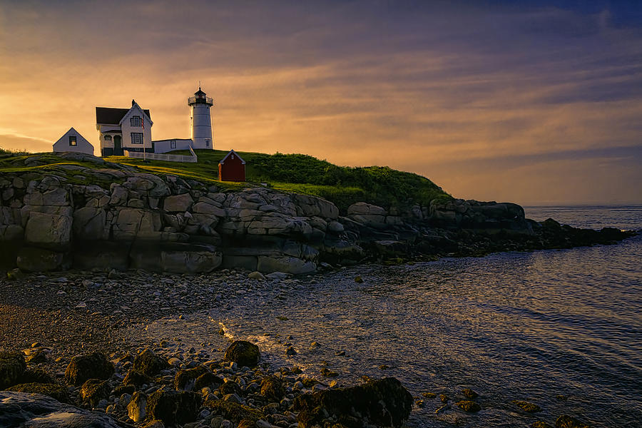 Lighthouse Photograph - Warm Nubble Dawn by Joan Carroll