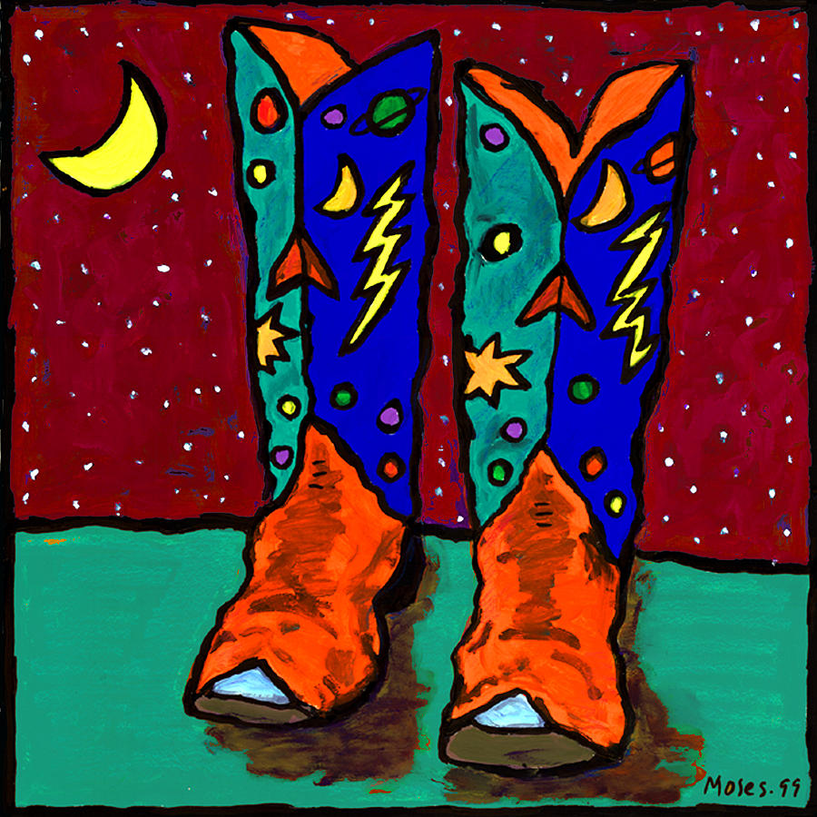 Boot Painting - Warm Texas Night by Dale Moses