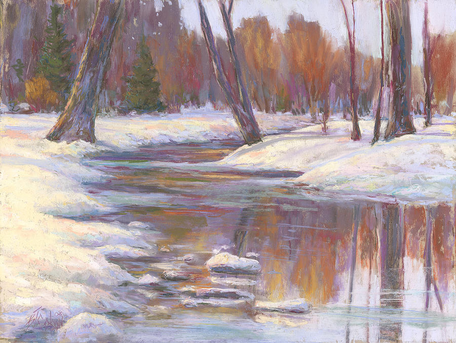 Winter Scenes Painting - Warm Winter Reflections by Billie Colson
