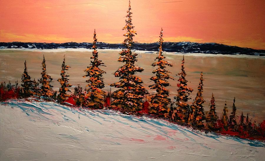 Warm Winter Sky up North Painting by Desmond Raymond