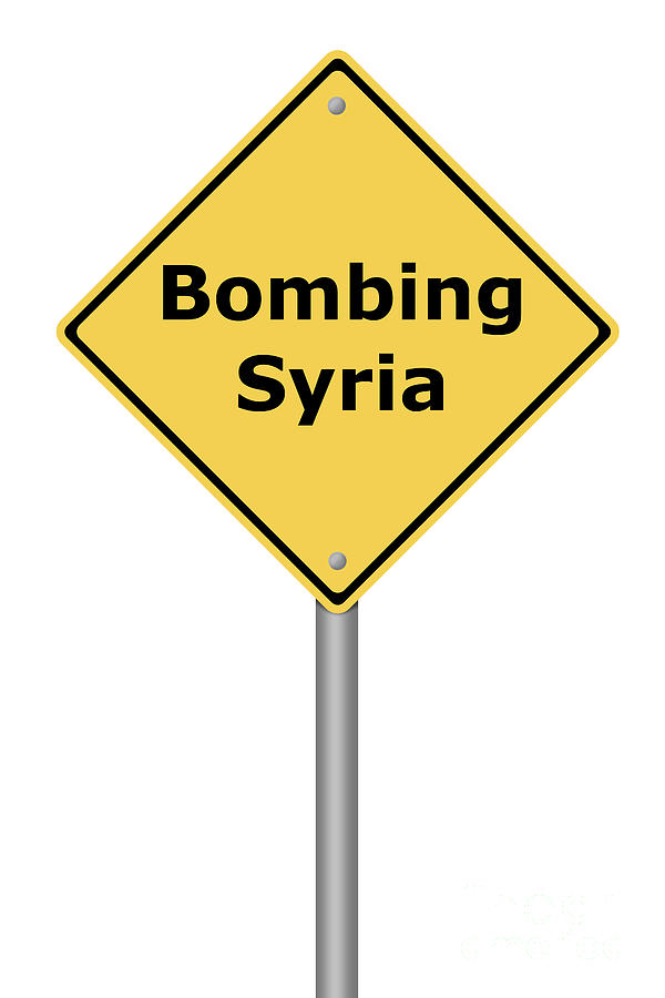 Warning Sign Bombing Syria Digital Art by Henrik Lehnerer