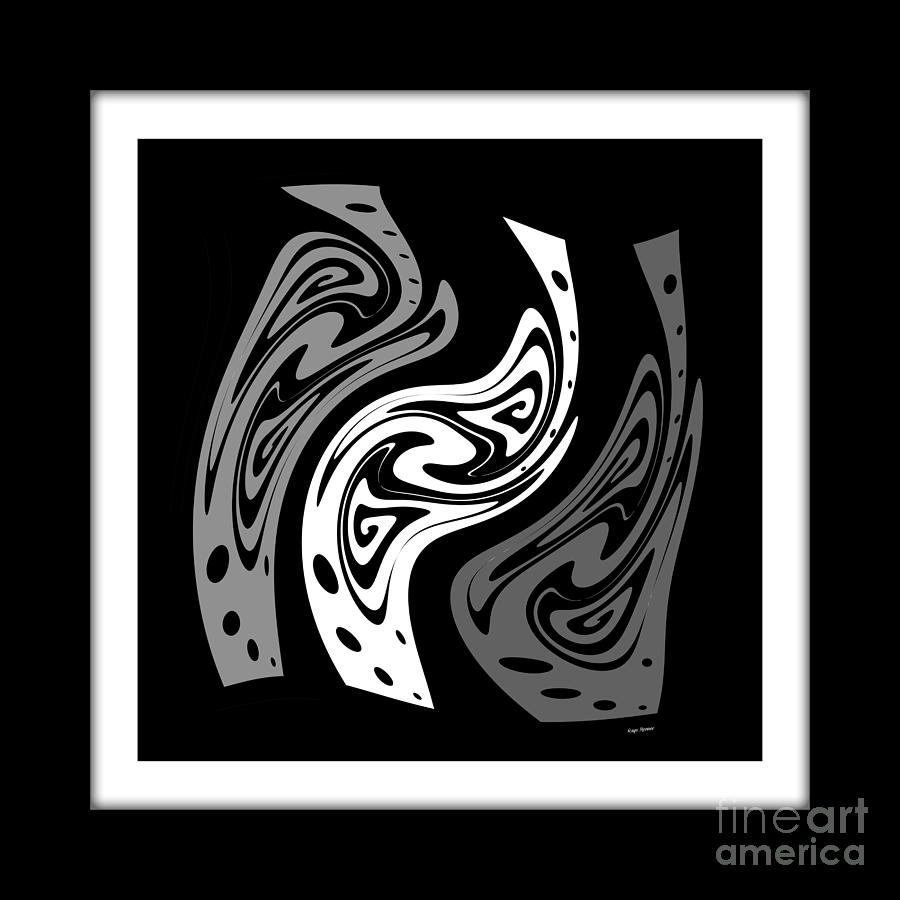 Abstract Digital Art - Warped Abstract in Black and White by Kaye Menner