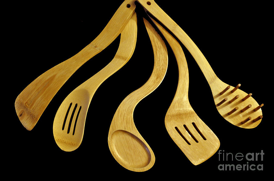 Abstract Photograph - Warped Wooden Kitchen Utencils by Tikvahs Hope