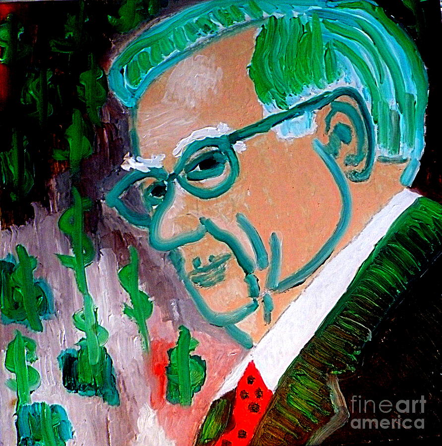 Warren Buffett Sage of Omaha 2 Painting by Richard W Linford