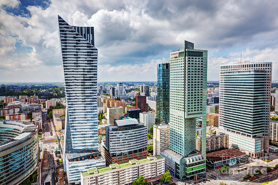 Warsaw Poland Downtown skyscrapers Photograph by Michal Bednarek