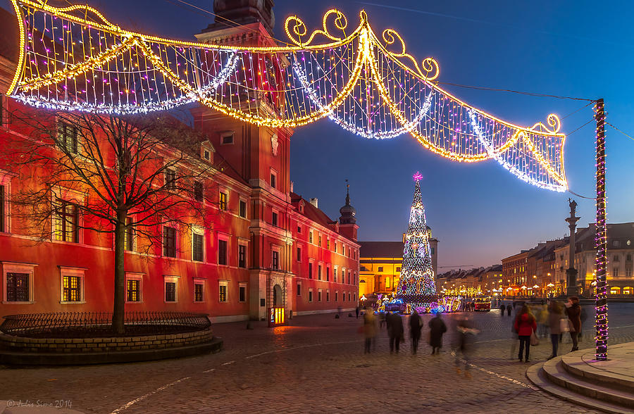 Warsaw Royal Castle Illuminated For Christmas 2 Photograph
