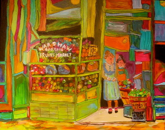 Warshaws Bargain Fruit Market Painting by Michael Litvack
