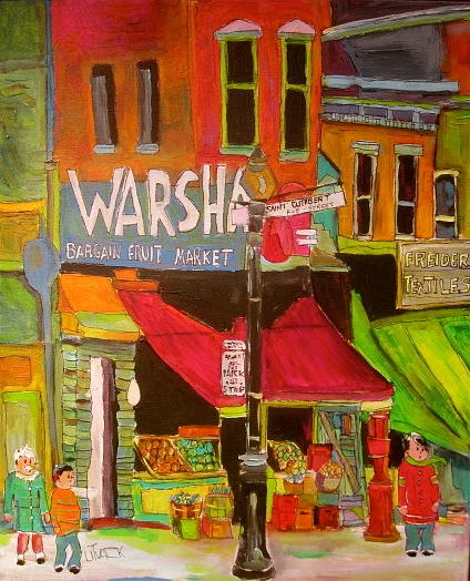 Warshaws on the Main Montreal memories Painting by Michael Litvack