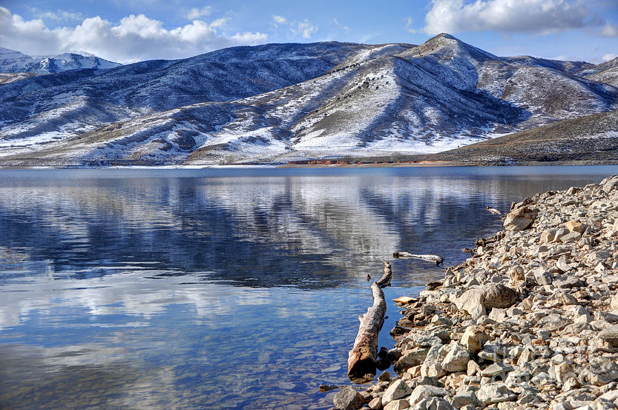 Wasatch Range Foothills Reflected in Deer Creek Reservoir Photograph by Gary Whitton