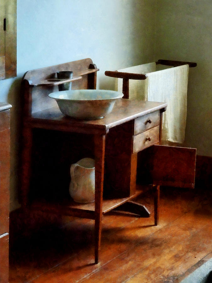 Vintage Photograph - Wash Basin And Towel by Susan Savad