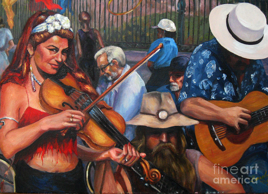 Washboard Lissa on Fiddle Painting by Beverly Boulet