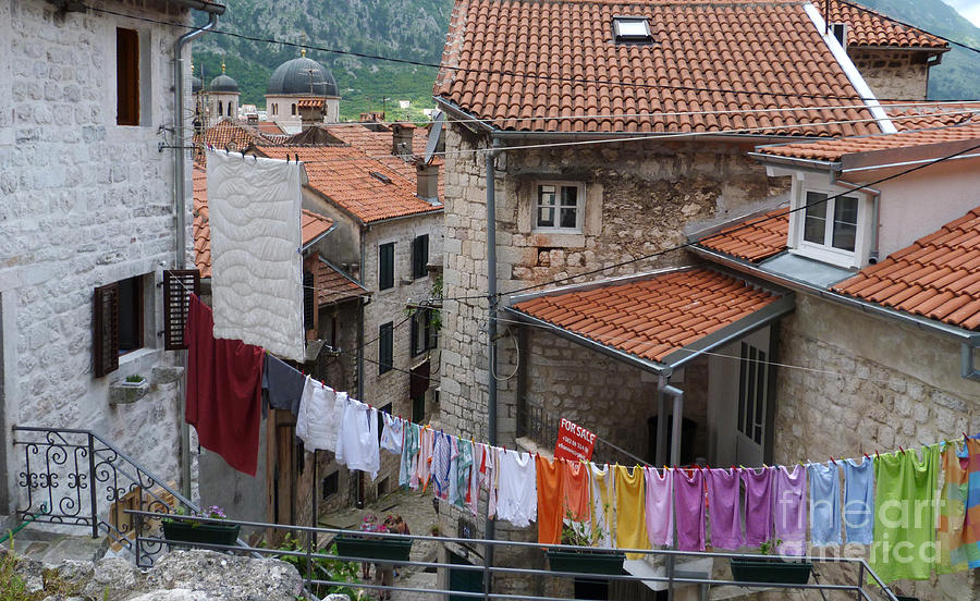 Washday colours - Kotor Photograph by Phil Banks
