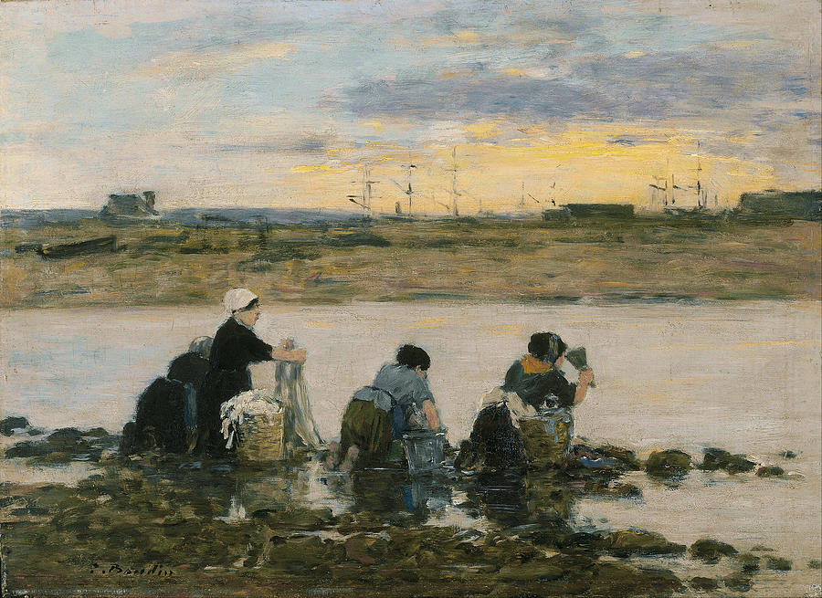 Washerwomen by the River Painting by Eugene Boudin