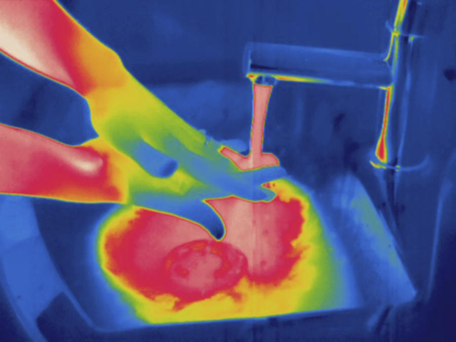 Washing Hands, Thermogram Photograph by Science Stock Photography