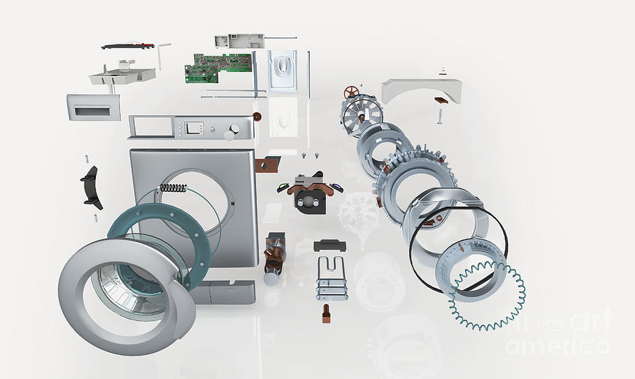 Washing Machine, Exploded View Photograph by Nikid Design Ltd / Dorling