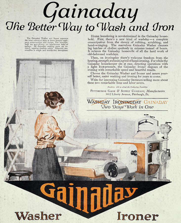 Vintage Painting - Washing Machine/ironer Ad by Granger