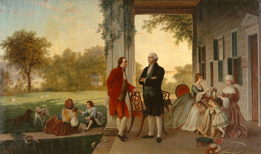 Washington and Lafayette at Mount Vernon Painting by Rossiter and Mignot