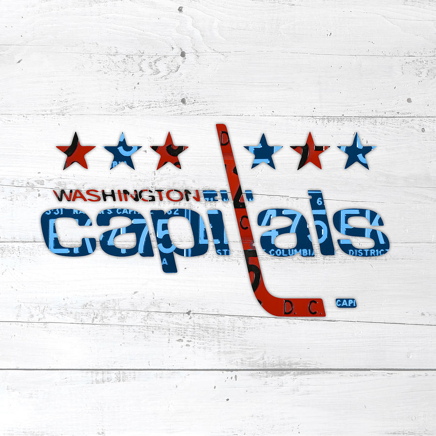 Hockey Mixed Media - Washington Capitals Retro Hockey Team Logo Recycled District of Columbia License Plate Art by Design Turnpike