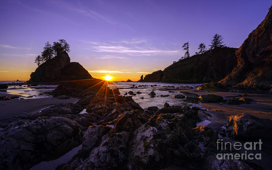 Washington Coast Sunset Dusk Photograph by Mike Reid