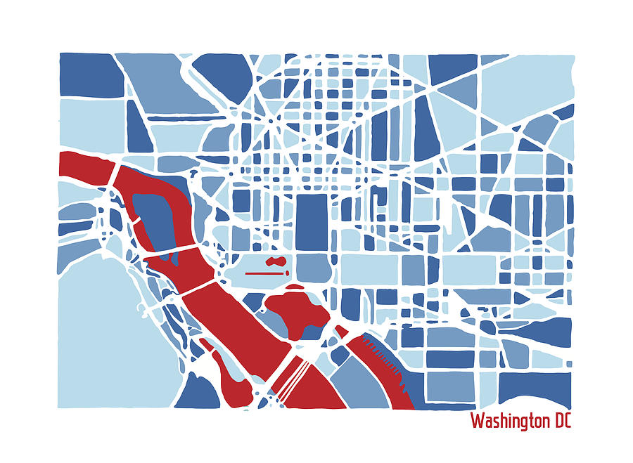 Washington DC City Map illustration - Washington Dc City Map Illustration Print Richard Dalton 