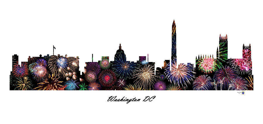 Washington DC Fireworks Skyline Digital Art by Gregory Murray