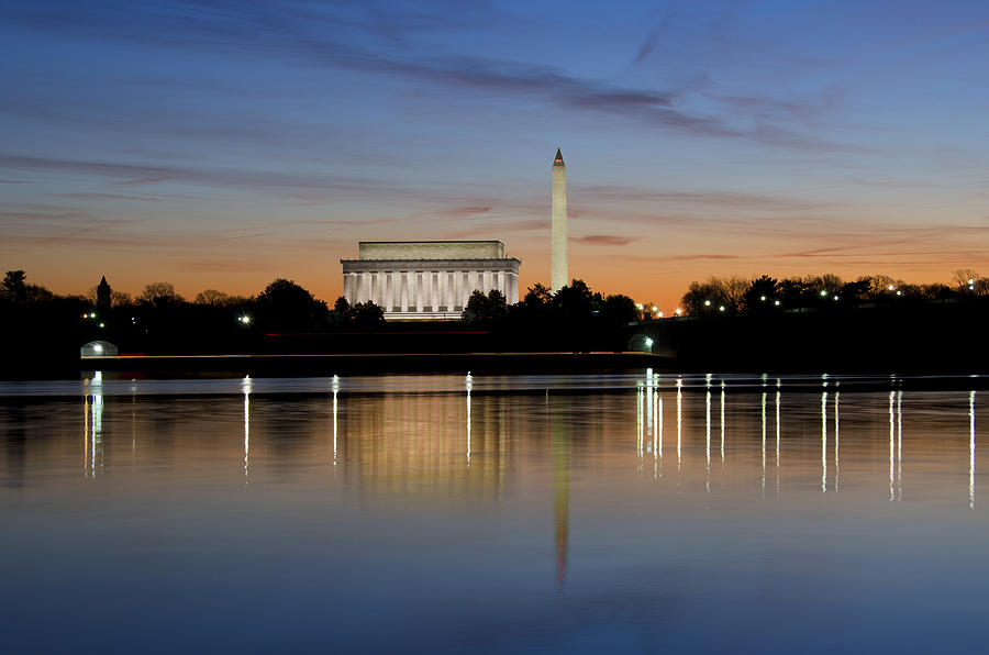 Nature Photograph - Washington DC - Lincoln Memorial and Washington Monument by Brendan Reals