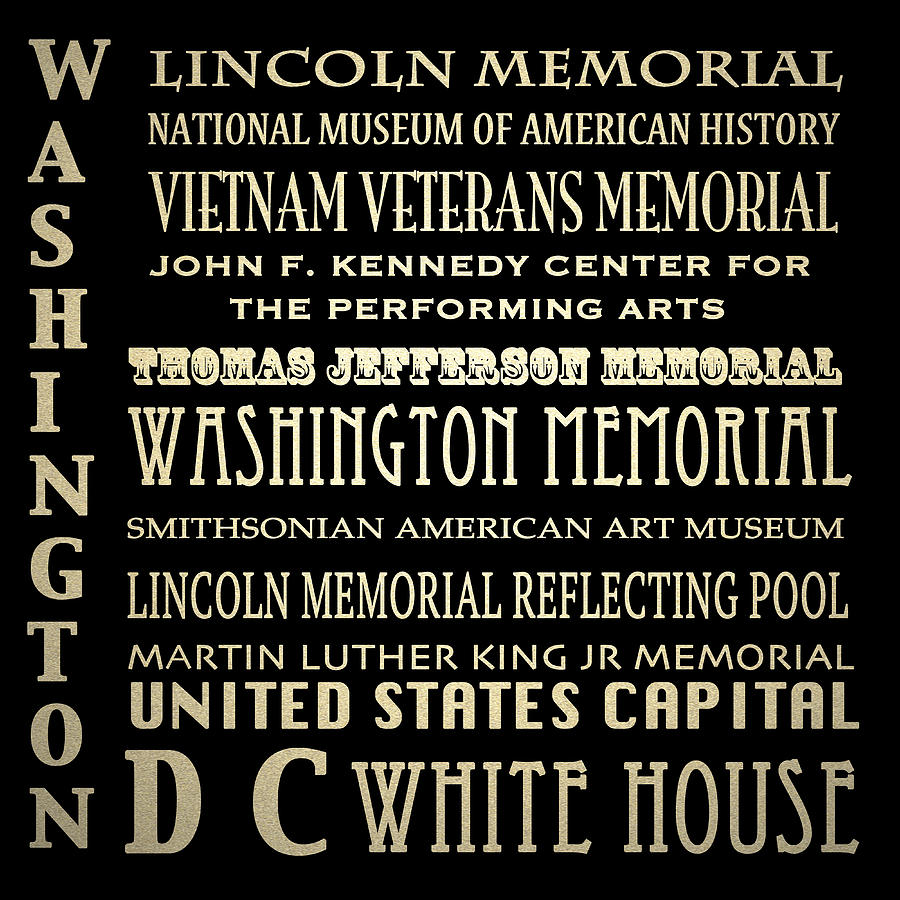 Typography Digital Art - Washington D.C. Famous Landmarks #1 by Patricia Lintner