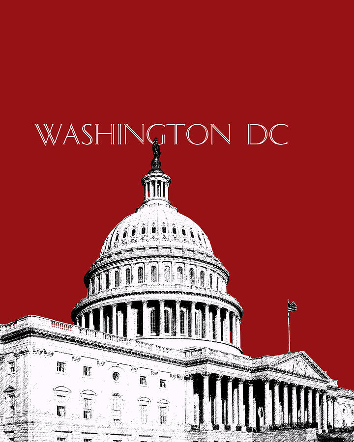Washington DC Skyline The Capital Building -  Dk Red Digital Art by DB Artist