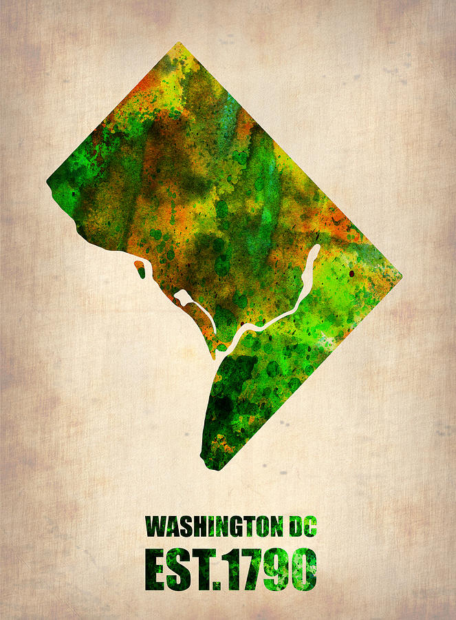 Washington D.c. Digital Art - Washington DC Watercolor Map by Naxart Studio