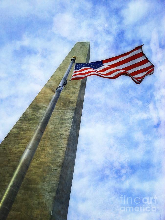 Washington Monument and Flag Photograph by Joseph J Stevens