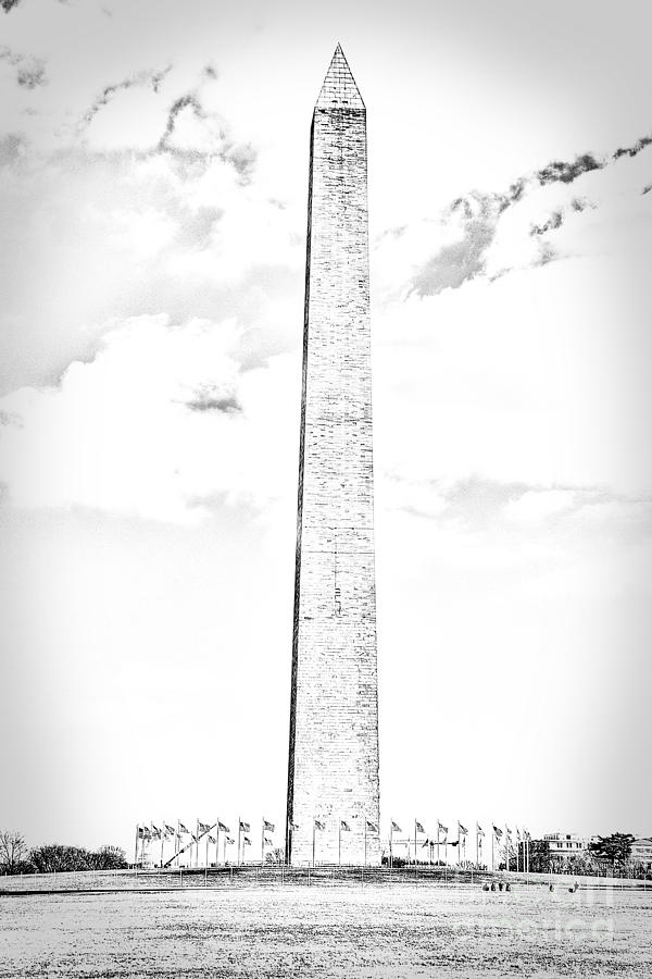 Washington Monument Photograph - Washington Monument in Black and White by Kadwell Enz