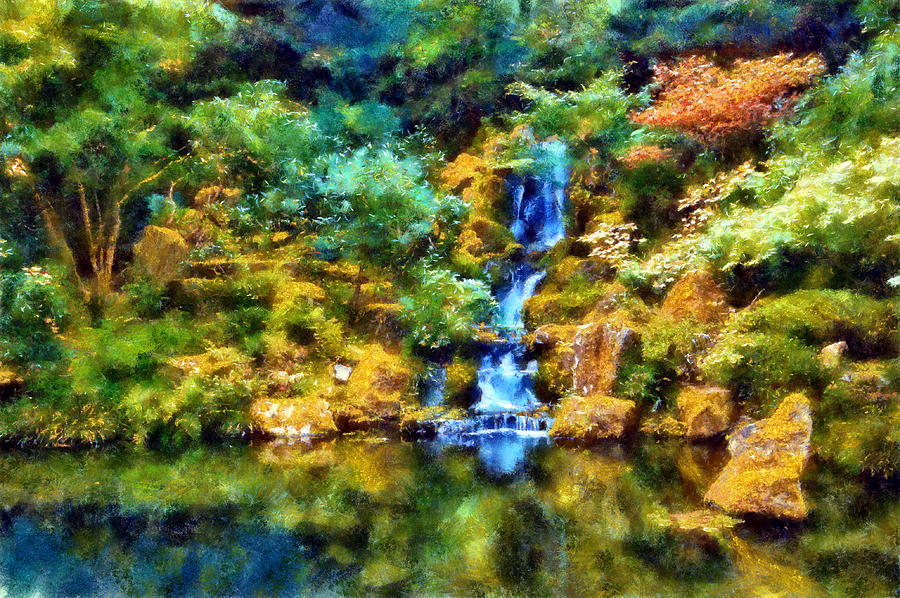 Washington Park Waterfall Digital Art by Kaylee Mason