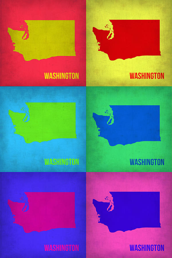 Washington Map Painting - Washington Pop Art Map 1 by Naxart Studio