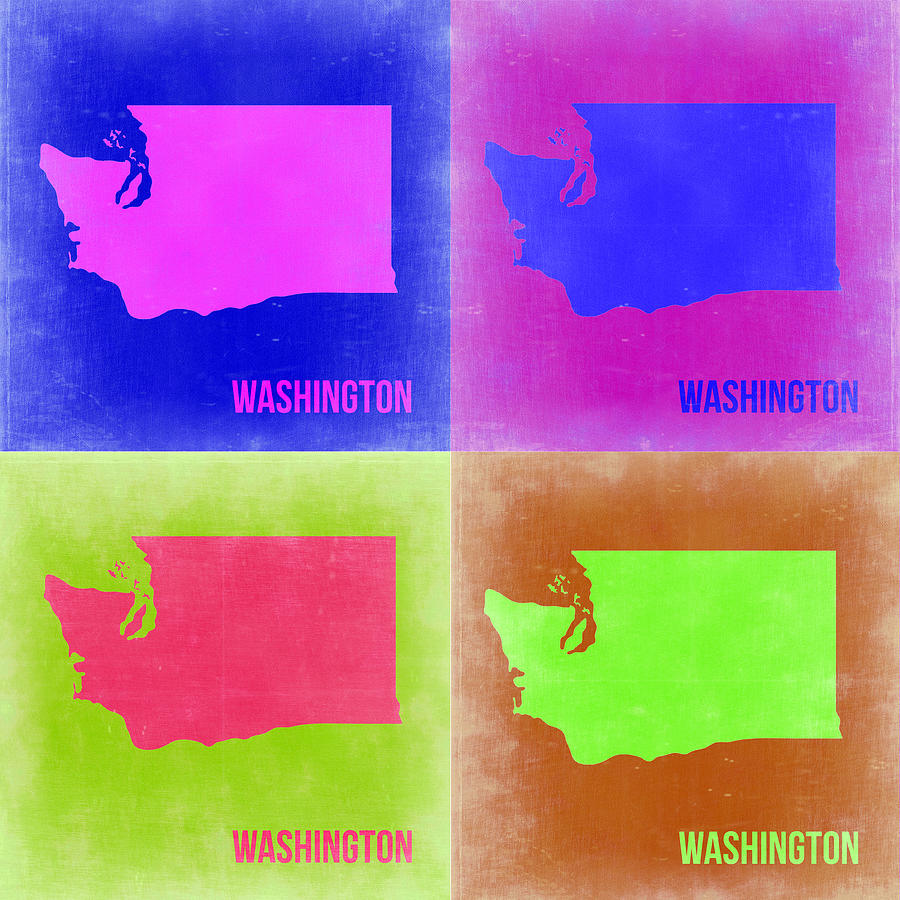 Washington Map Painting - Washington Pop Art Map 2 by Naxart Studio