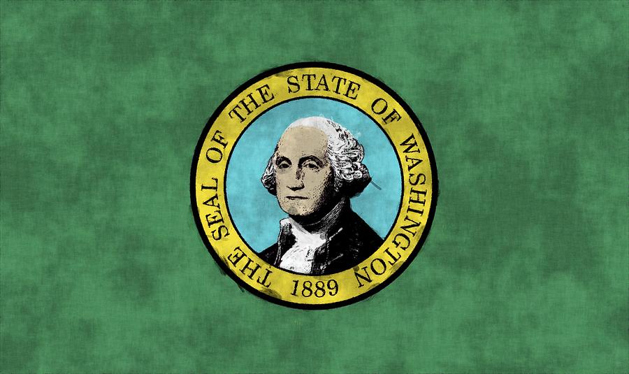 George Washington Digital Art - Washington State Flag by World Art Prints And Designs