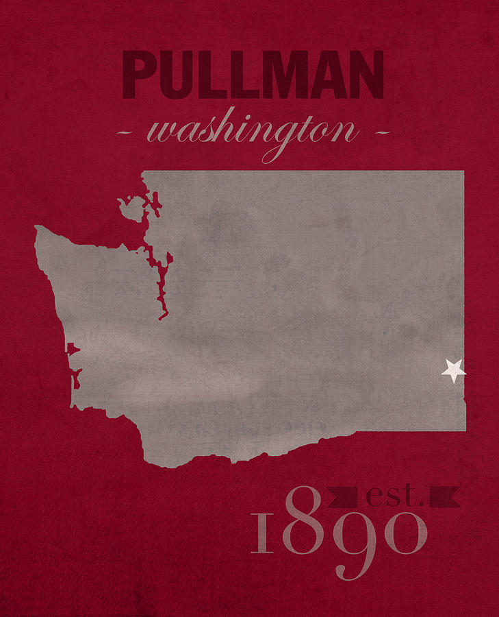 Washington State University Mixed Media - Washington State University Cougars Pullman College Town State Map Poster Series No 123 by Design Turnpike