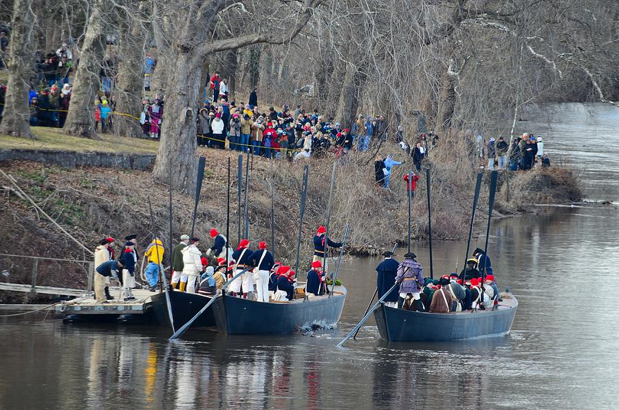 Washingtons Crossing 2013 First Boat Away Photograph by Steven Richman