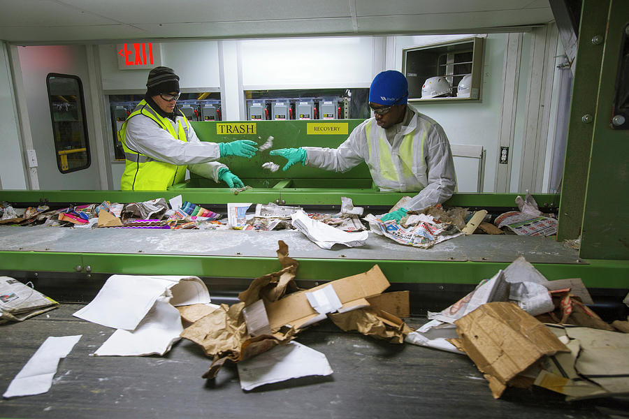 Human Photograph - Waste Sorting At A Recycling Centre by Peter Menzel Human Photograph - Waste Sorting At A Recycling Centre by Peter Menzel