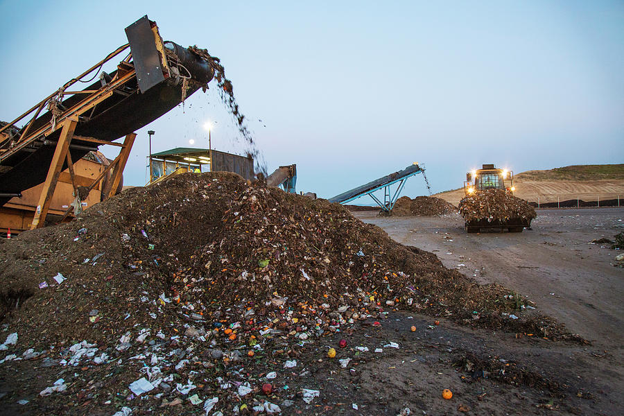 Waste Sorting At Composting Facility by Peter Menzel