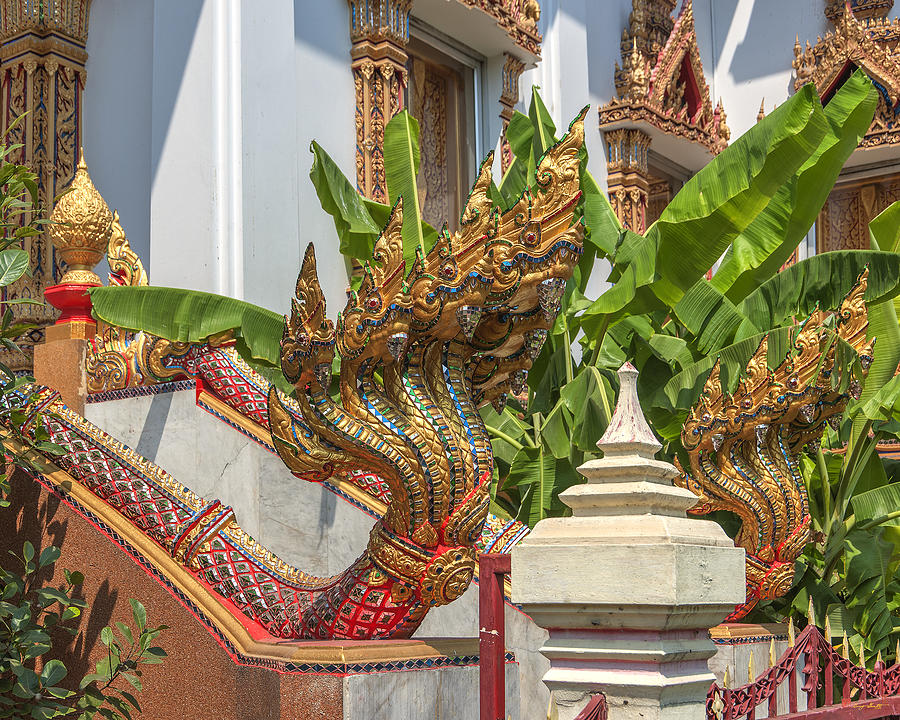 Wat Dokmai Phra Ubosot Stair Naga DTHB1783 Photograph by Gerry Gantt
