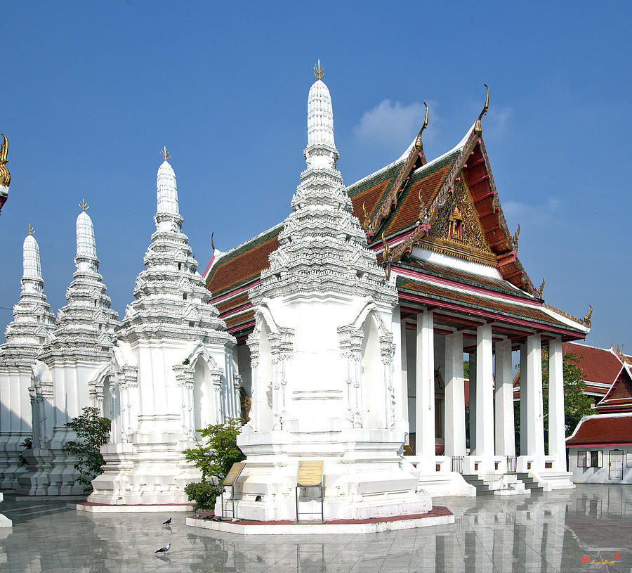 Wat Maha Pruettharam White Stupas and Assembly Hall DTHB1526 Photograph by Gerry Gantt