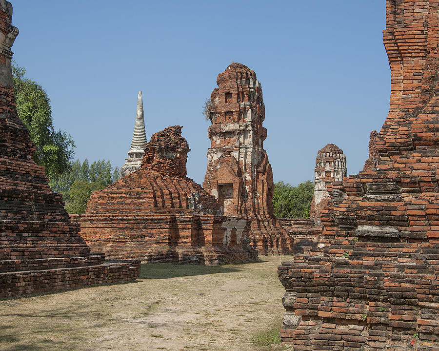 Scenic Photograph - Wat Mahathat Prangs and Chedi DTHA0231 by Gerry Gantt