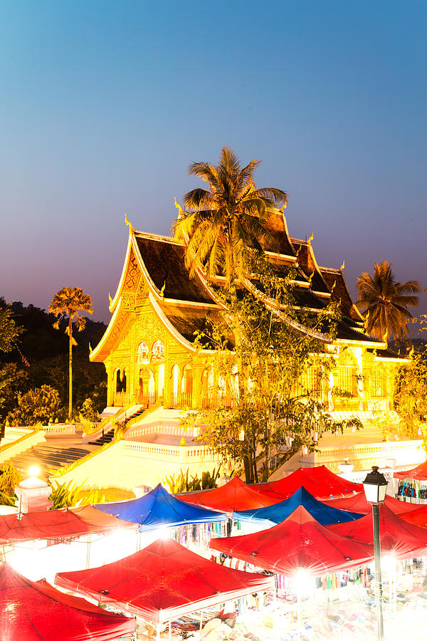 Wat Mai temple and night market - Luang Prabang - Laos Photograph by Matteo Colombo