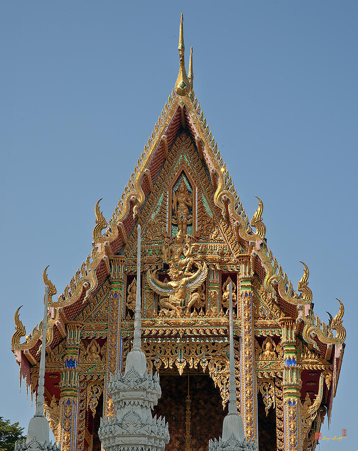 Wat Na Kwai Ubosot Front Gable DTHU161 Photograph by Gerry Gantt