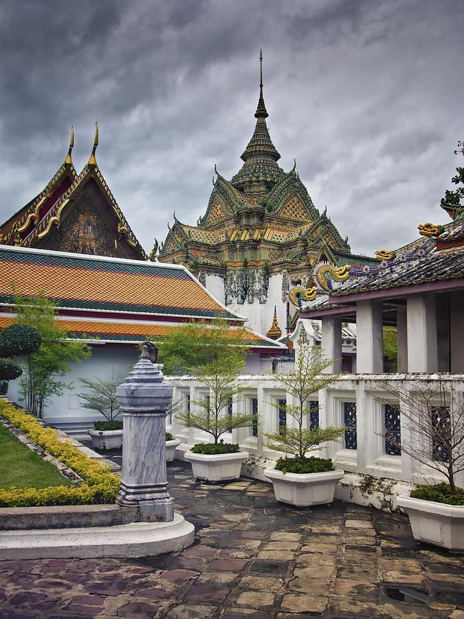 Architecture Photograph - Wat Pho Temple Gardens by Kim Andelkovic